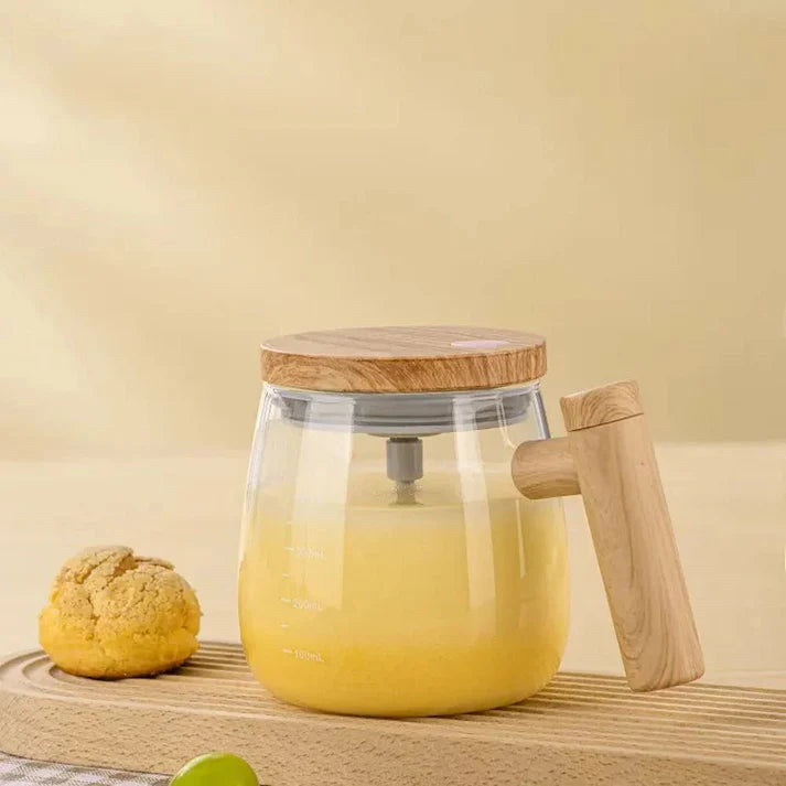 Self-Stirring Electric Mug 400ml with wooden handle