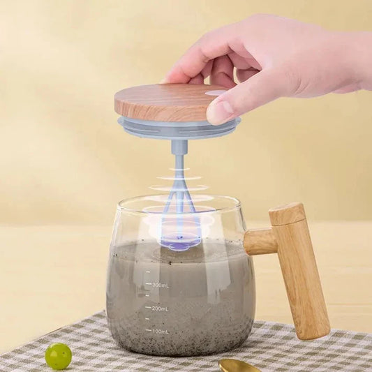 Self-Stirring Electric Mug 400ml with wooden handle